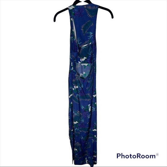 FOR LOVE & LEMONS Blue Tropical Print Racerback Open Back Maxi Dress XS - Picture 6 of 8